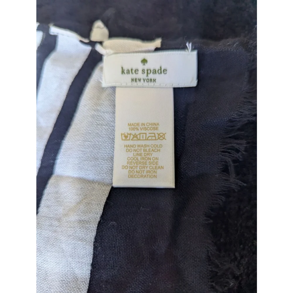 EUC Kate Spade Black White Striped Scarf